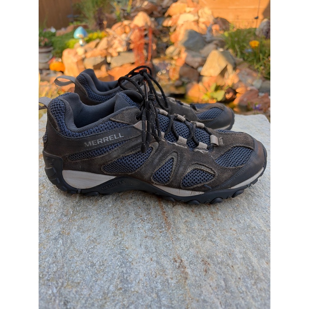 Merrell Yokota 2 Mens Hiking Shoes Brown Blue Mesh Suede Low Top J500329 Size 8